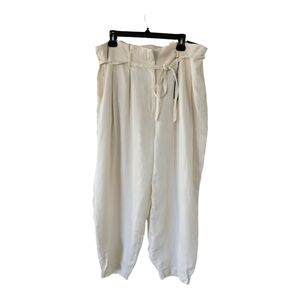 $89 Express  Pants Women 16 Nude  Linen Blend High Waist Pleated Ankle New